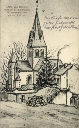 Künstler Ak Dontrien Marne, Kirchenmotiv