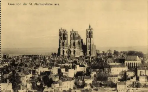 Ak Laon Aisne,  St. Martinskirche, Stadtansicht,  Architektur