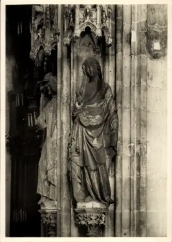 Ak Wien 1 Innere Stadt, Mariafigur, Pfeilerfigur, um 1350/60, Wiener Kirchen, Monumenta Photograp