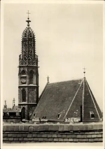 Ak Wien 1 Innere Stadt, Kirchturm, Dach, gotische Kirche, Maria am Gestade, Wien