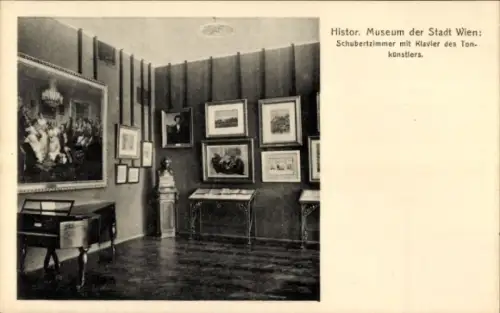 Ak Wien 1 Innere Stadt, Museum, Schubertzimmer, Klavier, Gemälde