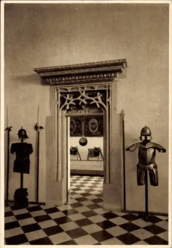 Ak Kraków Krakau Polen, Ritterrüstungen, Waffen, Eingangstür, Wawel Schloss, Krakau