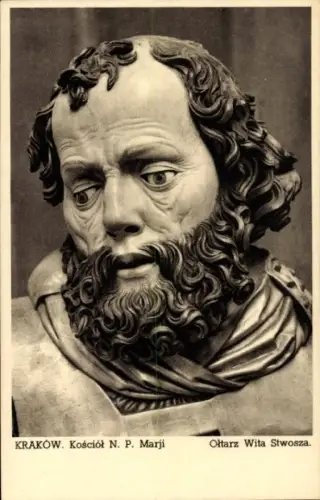 Ak Bielany Kraków Krakau Polen, Kopf von St. Peter, Altar von Wita Stwosz, Kraków