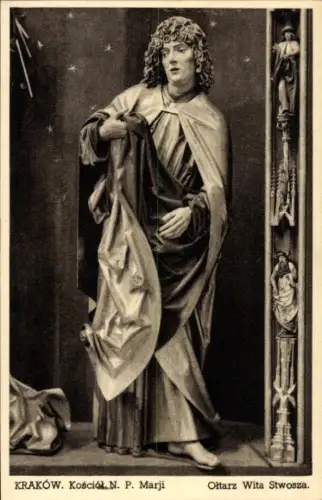 Ak Kraków Krakau Polen,  Kirche N. P. Marji, Altar von Wita Stwosz