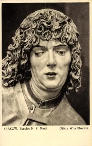 Ak Bielany Kraków Krakau Polen, Kopf einer Statue,  Ołtarz Wita Stwosza