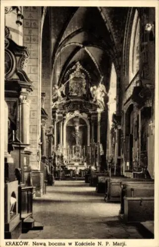 Ak Kraków Krakau Polen,  Seitenaltar, Kirche N. P. Marji