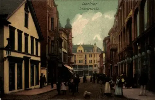 Ak Iserlohn im Märkischen Kreis,  Unnaerstraße,  Gebäude, Menschen, Hund