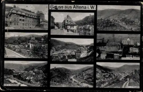 Ak Altena in Westfalen, Verschiedene Ansichten von  Krankenhäuser, Landschaft, Gruß aus Altena i.