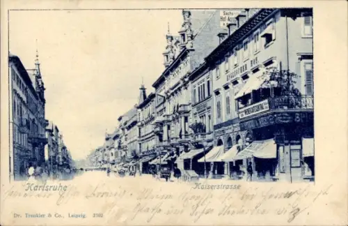 Ak Karlsruhe in Baden,  Kaiserstraße,  Gebäude, Straßenansicht, Dr. Trenkler & Co.