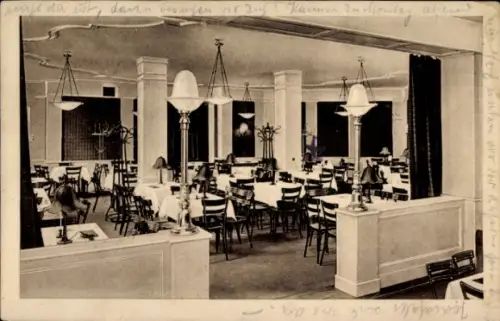 Ak Magdeburg an der Elbe, Restaurant, Tische, Stühle, Lampen,  Zentral-Theater-Restaurant