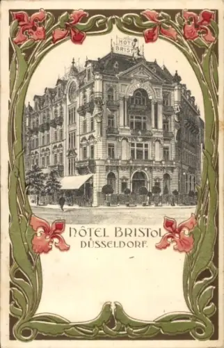 Jugendstil Passepartout Ak Düsseldorf am Rhein, Hotel Bristol