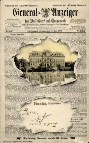 Zeitungs Ak Düsseldorf am Rhein, Ständehaus, General-Anzeiger