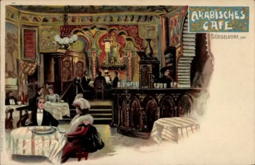Litho Düsseldorf am Rhein, Arabisches Café, Innenansicht