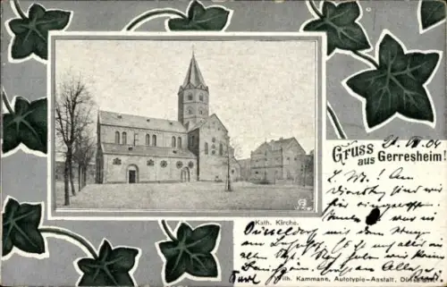 Passepartout Ak Gerresheim Düsseldorf am Rhein, Kath. Kirche