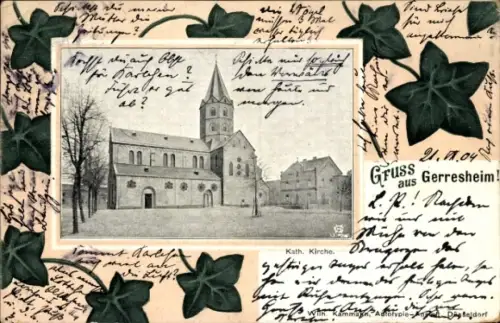 Passepartout Ak Gerresheim Düsseldorf am Rhein, Kath. Kirche