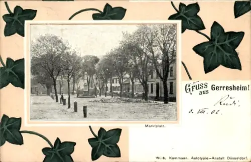 Passepartout Ak Gerresheim Düsseldorf am Rhein, Marktplatz