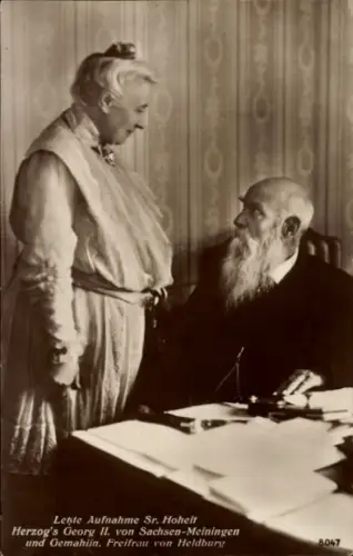 Ak Herzog Georg II. von Sachsen-Meiningen mit Freifrau von Heldburg, Portrait