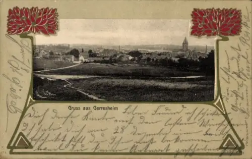 Jugendstil Passepartout Ak Gerresheim Düsseldorf am Rhein, Gesamtansicht