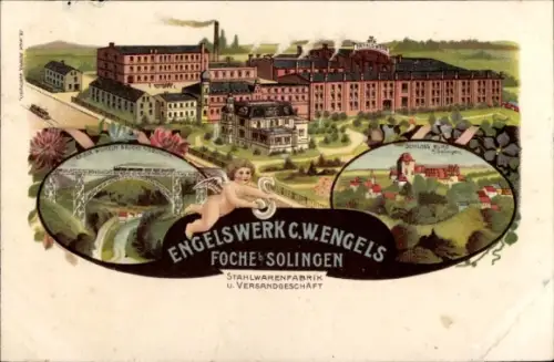 Litho Foche Solingen in Nordrhein Westfalen, Engelswerk C.W. Engels, Stahlwarenfabrik