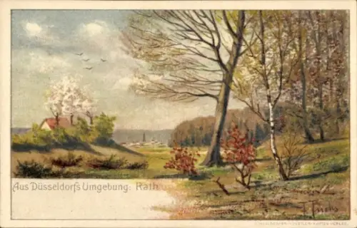Künstler Ak Fuchs, F., Rath Düsseldorf am Rhein, Gesamtansicht, Wald
