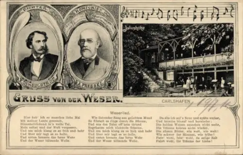 Ak Bad Karlshafen an der Weser, Weserlied, Pressel, Dingulstedt