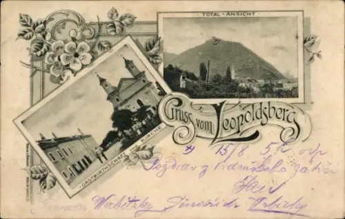 Ak Wien 19 Döbling Leopoldsberg, Gesamtansicht, Gastwirtschaft, Kirche