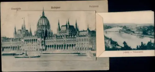 Leporello Ak Budapest Ungarn, Parlament, Königliche Burg, Museum-Ring