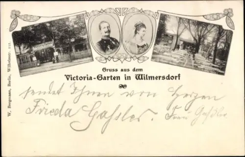 Ak Berlin Wilmersdorf, Victoria Garten, Kaiser Wilhelm II., Kaiserin Auguste Viktoria