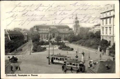 Ak Darmstadt in Hessen, Paradeplatz, Museum