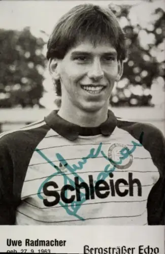 Autogrammkarte Fußballer Uwe Radmacher, Portrait, Autogramm