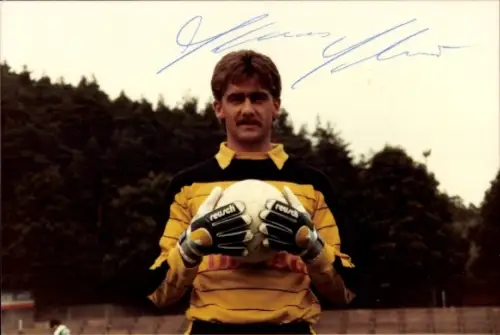 Foto Fußballer und Trainer Klaus Scherer, Portrait, Autogramm