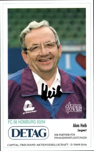 Autogrammkarte Zeugwart Alois Heib, FC 08 Homburg, Autogramm