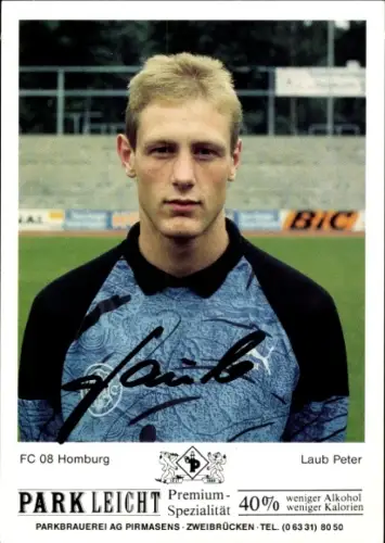 Autogrammkarte Fußballer Peter Laub, FC Homburg, Autogramm