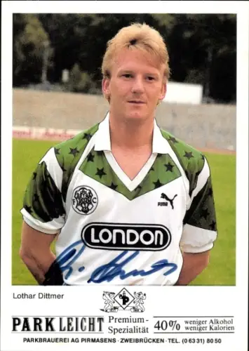 Autogrammkarte Fußballer Lothar Dittmer, FC Homburg, Autogramm