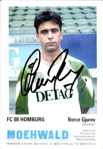 Autogrammkarte Fußballer Borce Gjurev, FC Homburg, Autogramm