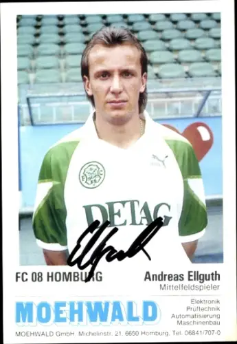 Autogrammkarte Fußballer Andreas Ellguth, FC Homburg, Autogramm