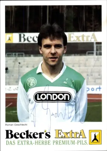 Autogrammkarte Fußballer Roman Geschlecht, FC Homburg, Autogramm