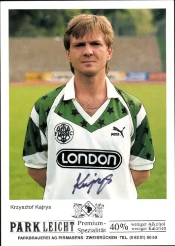Autogrammkarte Fußballer Krzysztof Kajrys, FC Homburg, Autogramm