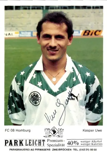 Autogrammkarte Fußballer Uwe Kasper, FC Homburg, Autogramm