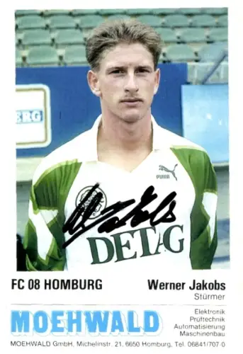 Autogrammkarte Fußballer Werner Jakobs, FC Homburg, Autogramm