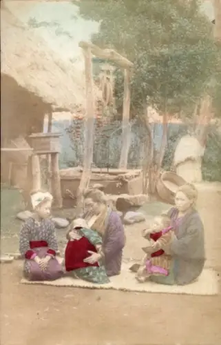 Ak Japaner in Trachten, Frauen mit Kindern