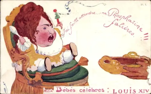 Künstler CPA Bebes celebres, Louis XIV, Reklame Phosphatine Falieres