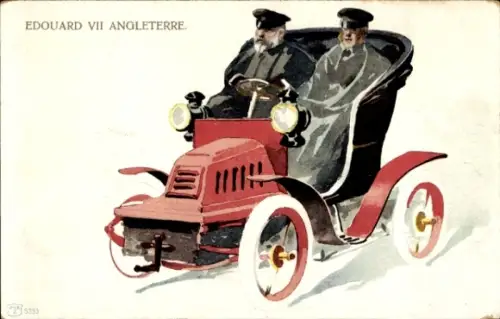 Künstler Ak Edward VII. von England, Auto