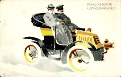 Ak Kaiser Franz Josef I. im Automobil