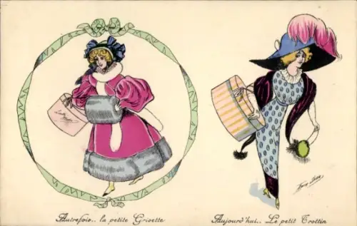 Künstler Ak Xavier, S., Elegante Frauen, Mode, Muff, Kleider