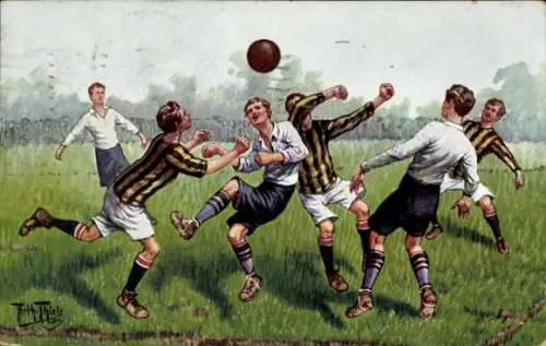 Künstler Ak Thiele, Arthur, Fußballspieler auf dem Feld