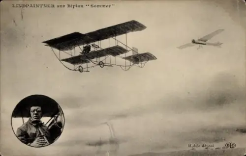 Ak Lindpaintner sur Biplan Sommer, Aéroplanes en vol
