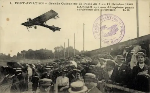 CPA Aviation, Grande Quinzaine de Paris 1909, Latham sur son Aeroplane