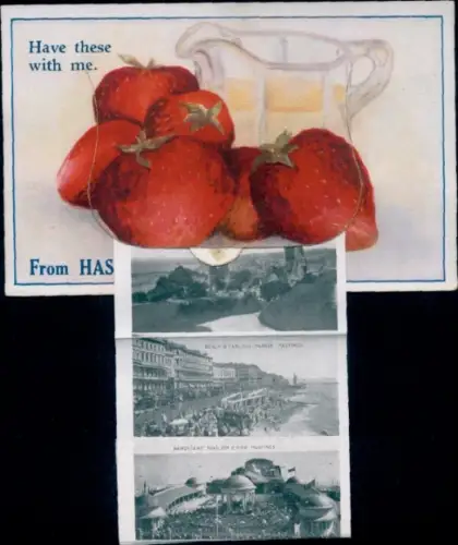 Leporello Ak Hastings East Sussex England, Bandstand, Pavillon, Strand, Carlisle Parade