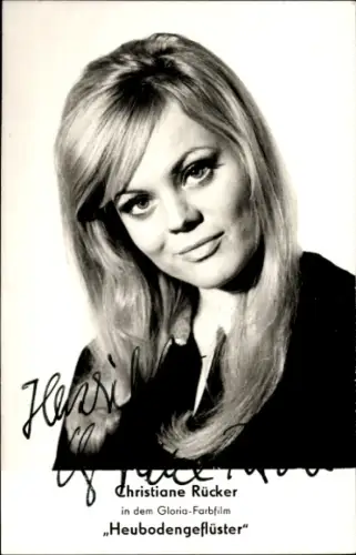 Foto Schauspielerin Christiane Rücker, Portrait, Film Heubodengeflüster, Autogramm